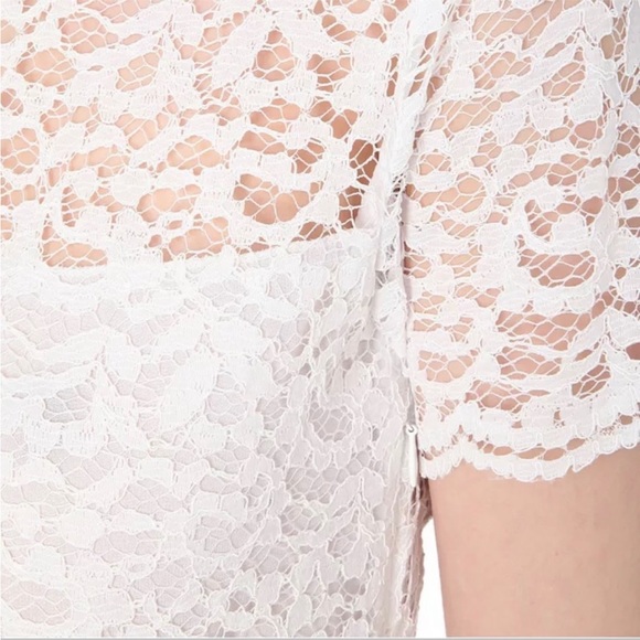 The Kooples Contrast Mini Dress $350 White Lace Black Crepe Women Size Medium - Picture 5 of 9